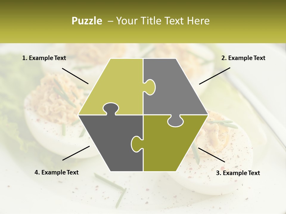 A White Plate Topped With Deviled Eggs Covered In Cheese PowerPoint Template