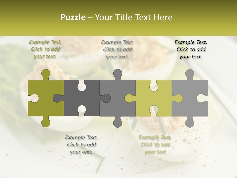 A White Plate Topped With Deviled Eggs Covered In Cheese PowerPoint Template