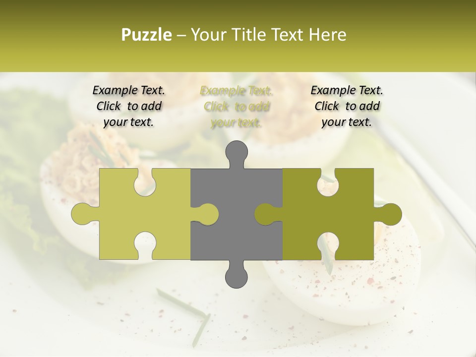 A White Plate Topped With Deviled Eggs Covered In Cheese PowerPoint Template