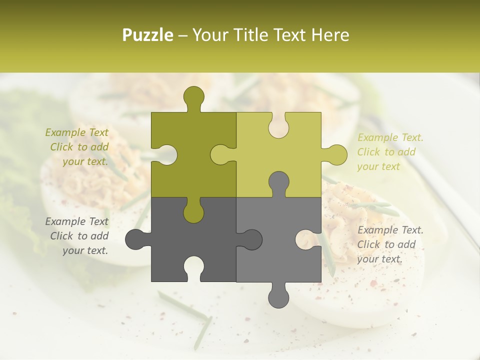 A White Plate Topped With Deviled Eggs Covered In Cheese PowerPoint Template