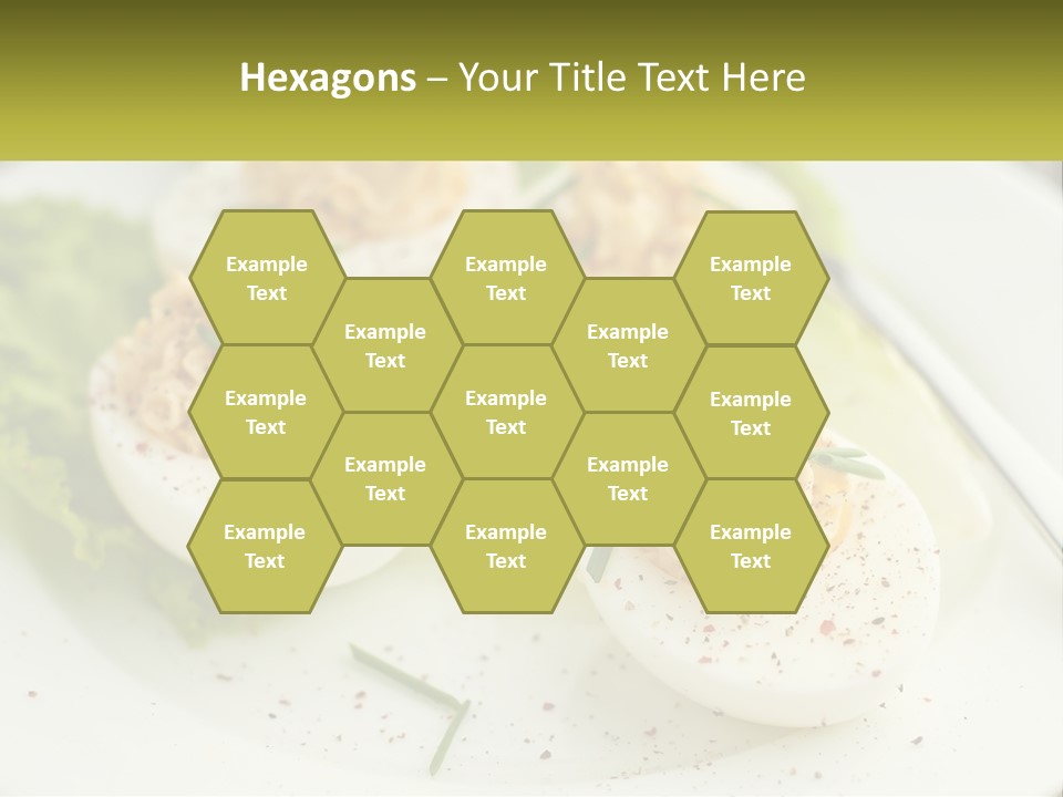 A White Plate Topped With Deviled Eggs Covered In Cheese PowerPoint Template