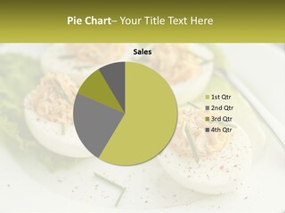 A White Plate Topped With Deviled Eggs Covered In Cheese PowerPoint Template