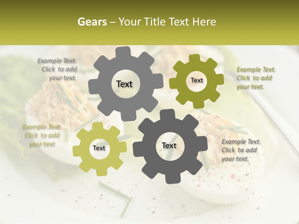 A White Plate Topped With Deviled Eggs Covered In Cheese PowerPoint Template