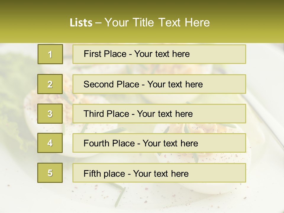 A White Plate Topped With Deviled Eggs Covered In Cheese PowerPoint Template