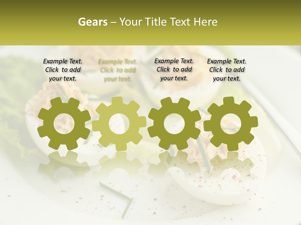 A White Plate Topped With Deviled Eggs Covered In Cheese PowerPoint Template