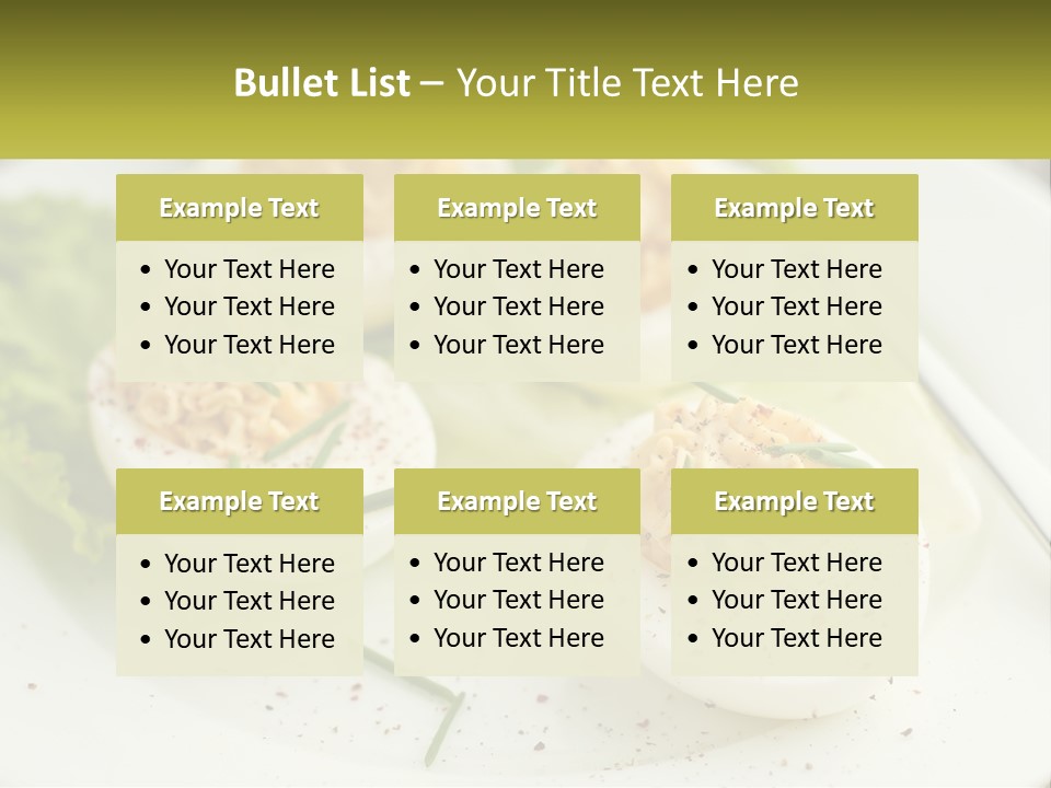A White Plate Topped With Deviled Eggs Covered In Cheese PowerPoint Template