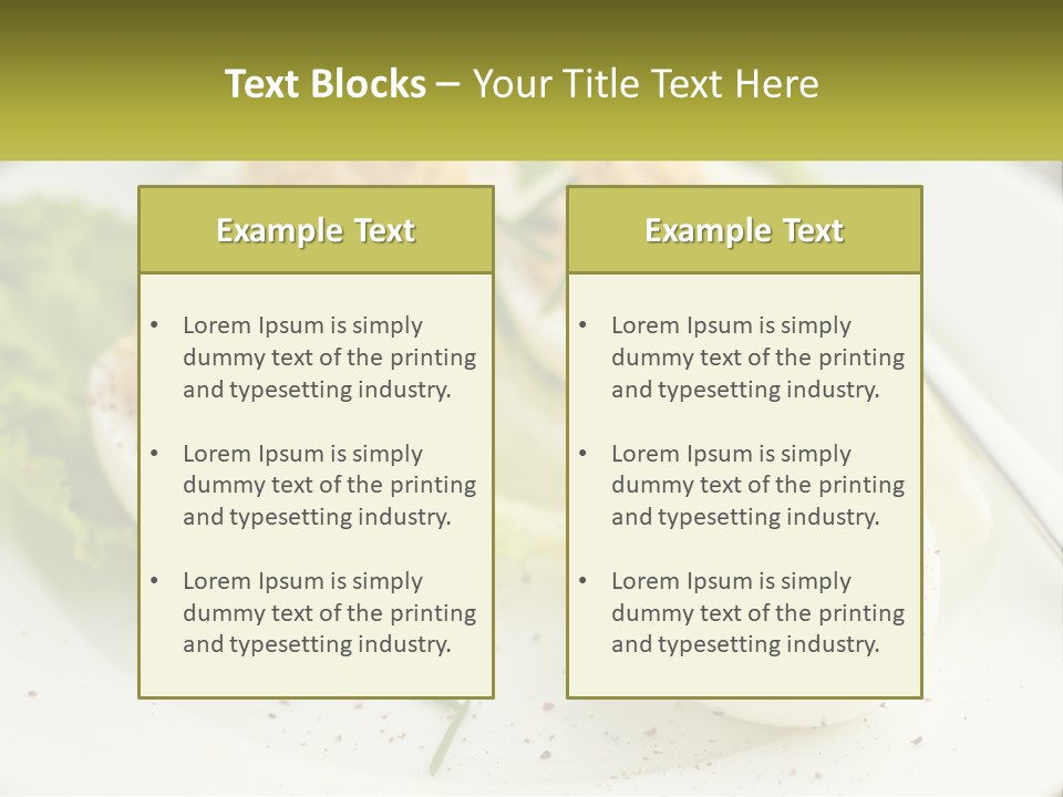A White Plate Topped With Deviled Eggs Covered In Cheese PowerPoint Template