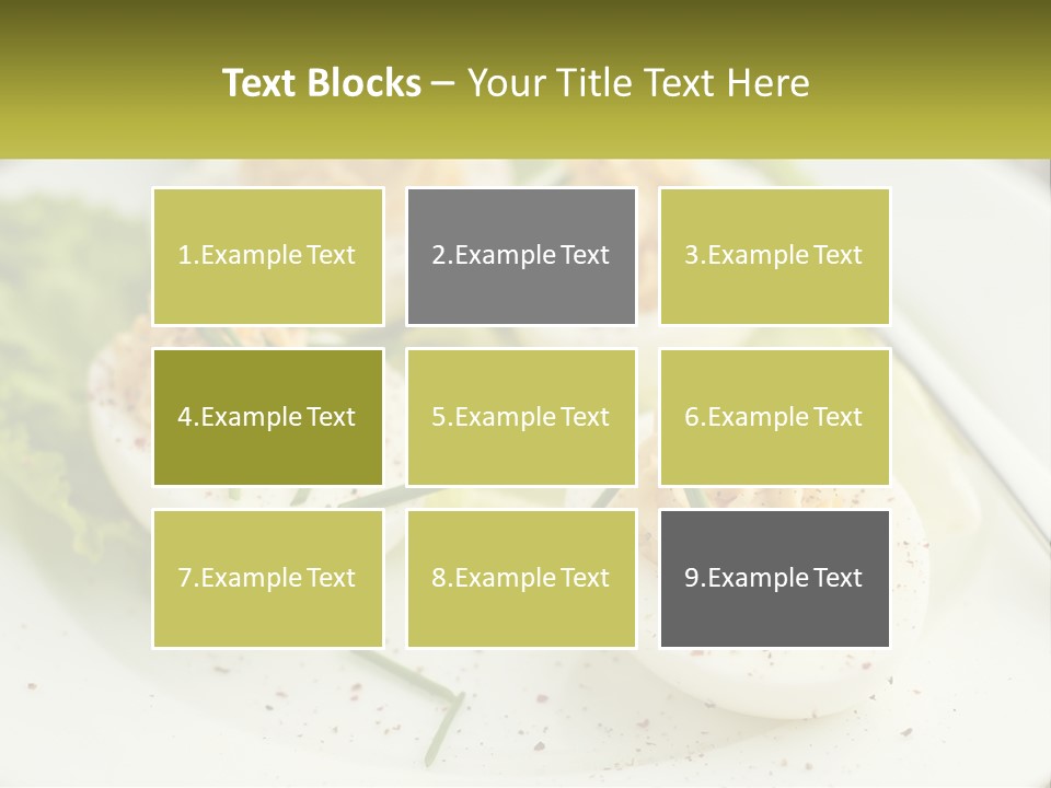A White Plate Topped With Deviled Eggs Covered In Cheese PowerPoint Template