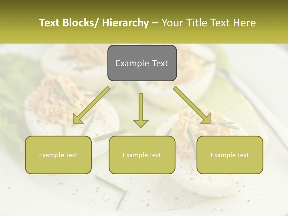 A White Plate Topped With Deviled Eggs Covered In Cheese PowerPoint Template