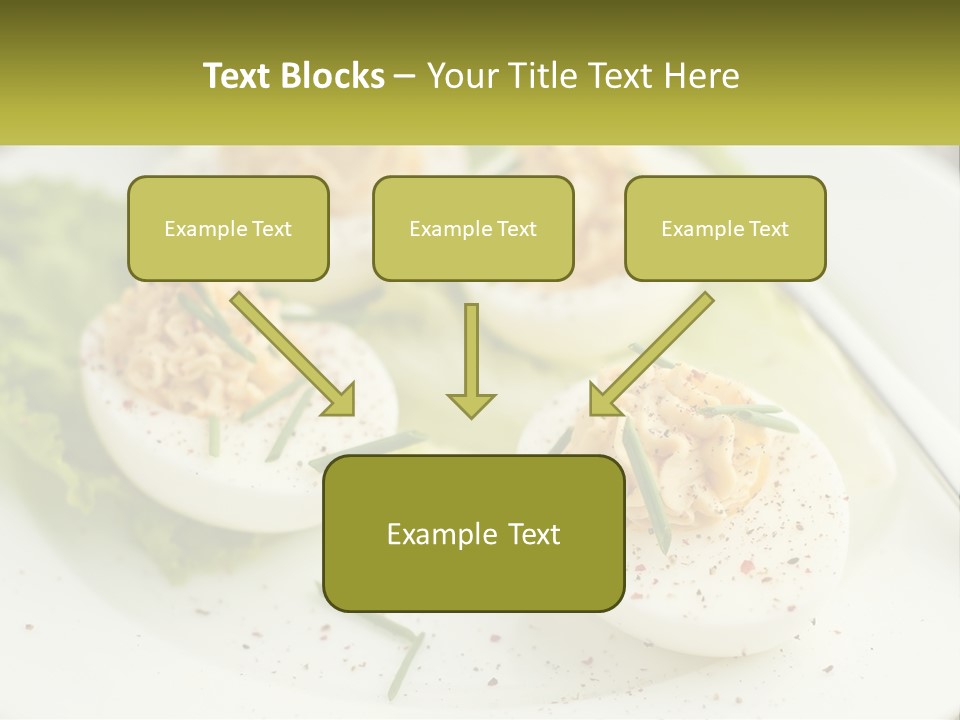 A White Plate Topped With Deviled Eggs Covered In Cheese PowerPoint Template
