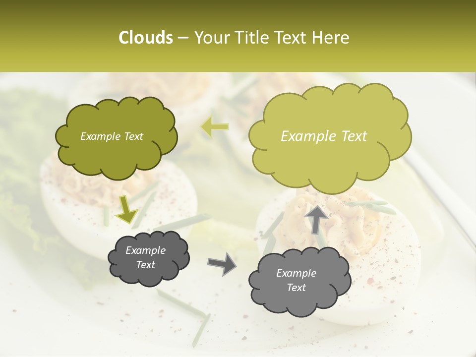 A White Plate Topped With Deviled Eggs Covered In Cheese PowerPoint Template