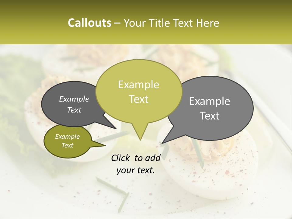 A White Plate Topped With Deviled Eggs Covered In Cheese PowerPoint Template