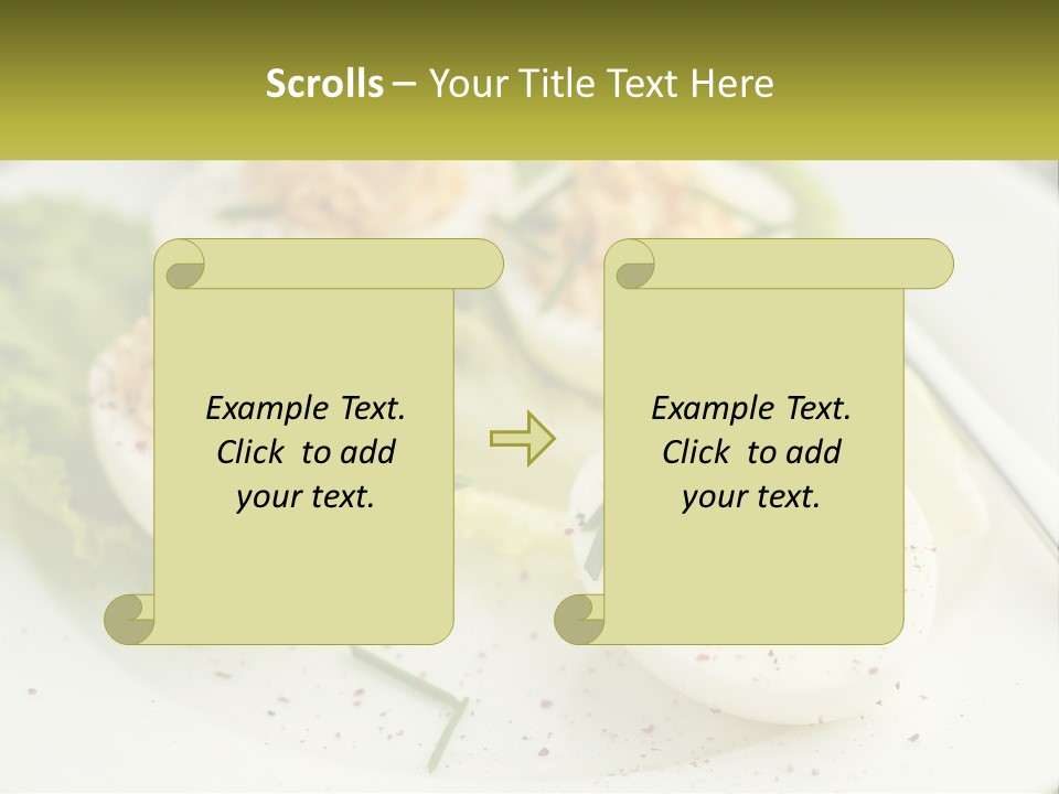 A White Plate Topped With Deviled Eggs Covered In Cheese PowerPoint Template