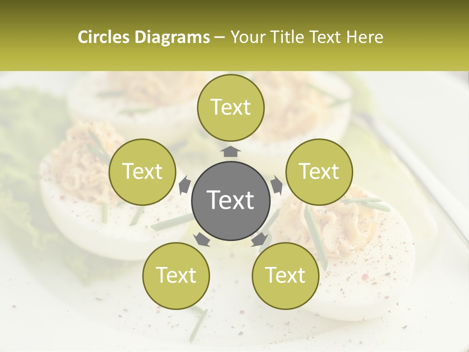 A White Plate Topped With Deviled Eggs Covered In Cheese PowerPoint Template