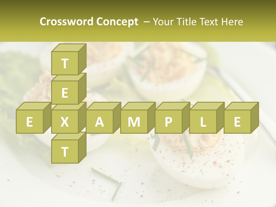 A White Plate Topped With Deviled Eggs Covered In Cheese PowerPoint Template