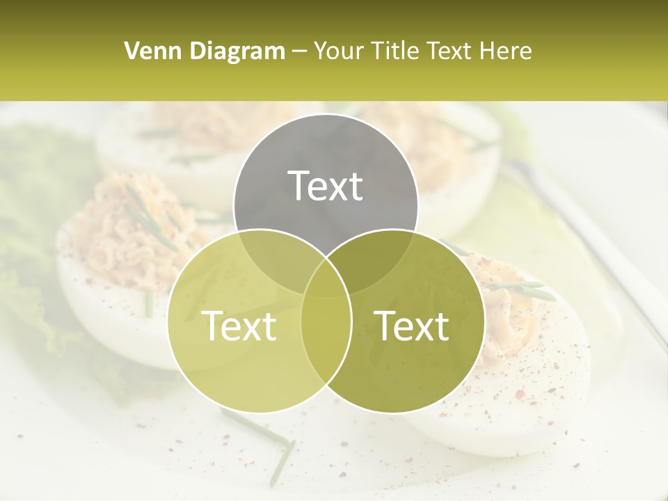 A White Plate Topped With Deviled Eggs Covered In Cheese PowerPoint Template
