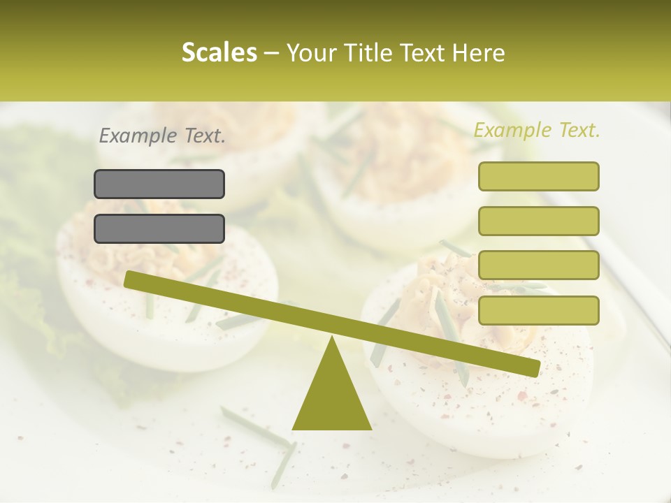 A White Plate Topped With Deviled Eggs Covered In Cheese PowerPoint Template