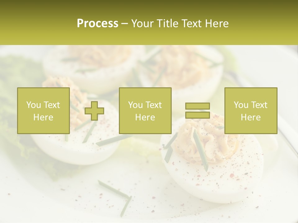 A White Plate Topped With Deviled Eggs Covered In Cheese PowerPoint Template