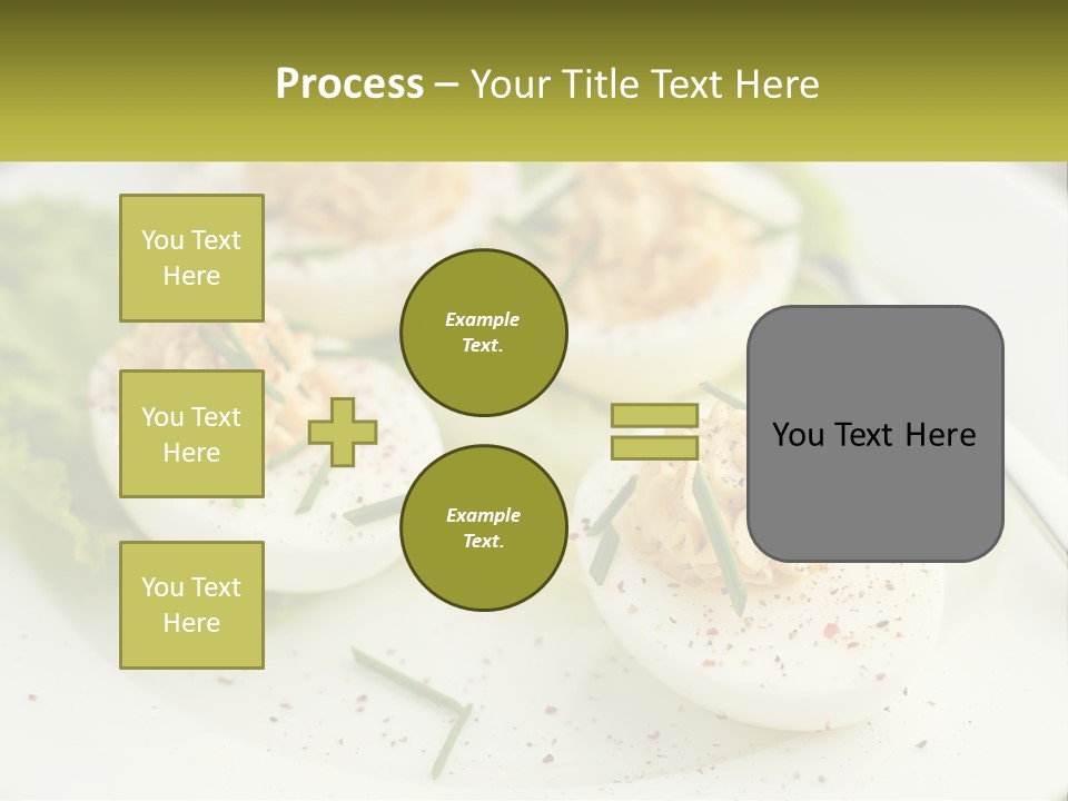 A White Plate Topped With Deviled Eggs Covered In Cheese PowerPoint Template