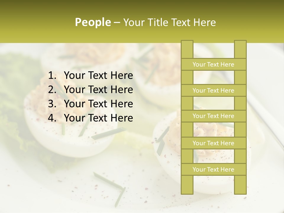 A White Plate Topped With Deviled Eggs Covered In Cheese PowerPoint Template