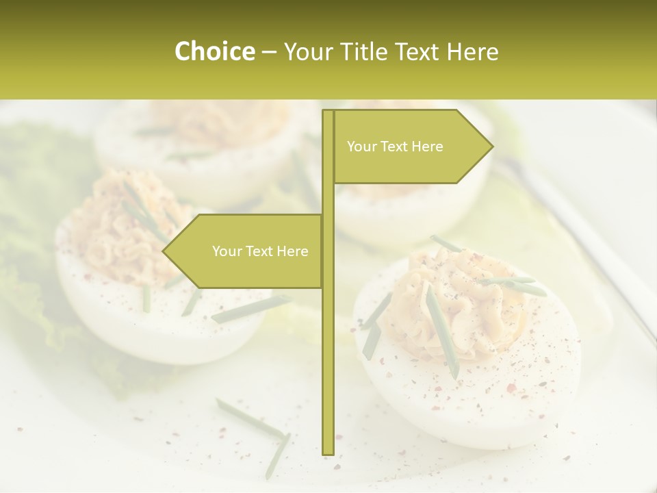 A White Plate Topped With Deviled Eggs Covered In Cheese PowerPoint Template