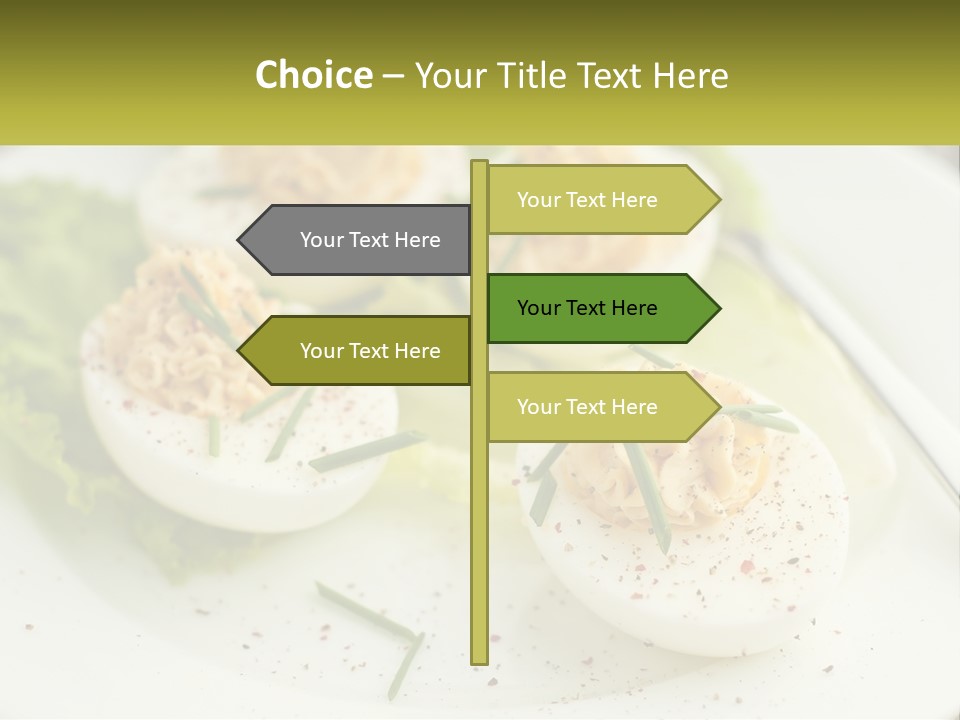 A White Plate Topped With Deviled Eggs Covered In Cheese PowerPoint Template