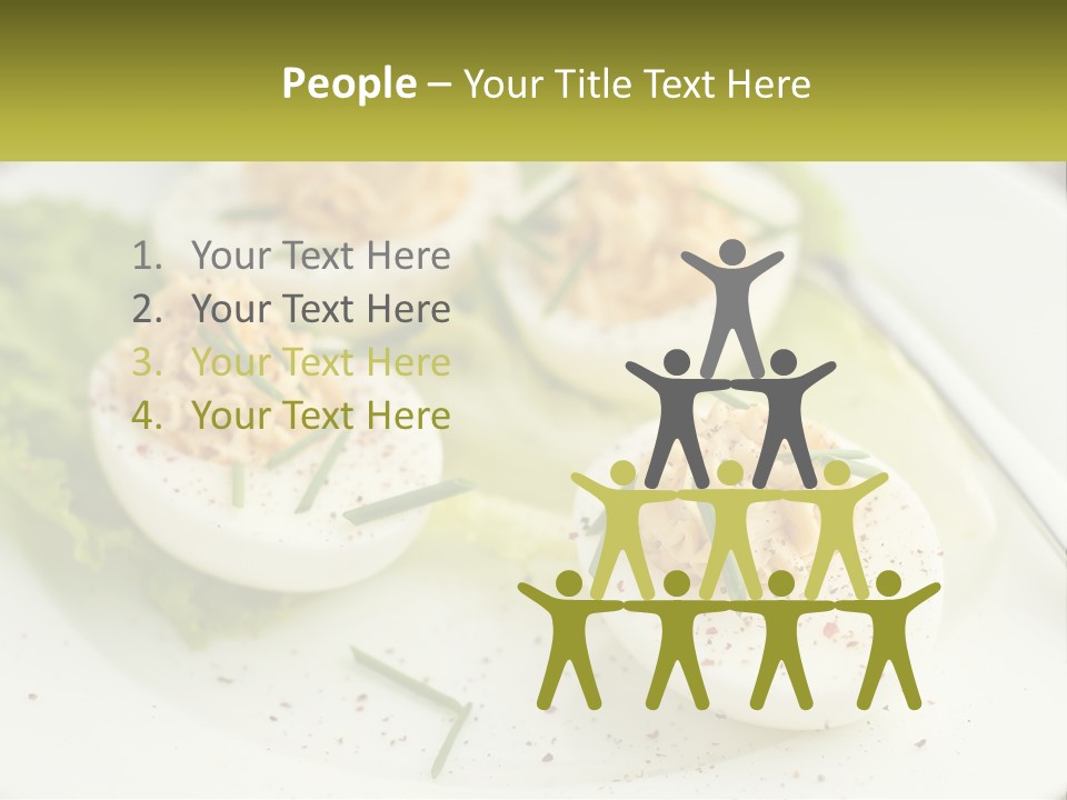 A White Plate Topped With Deviled Eggs Covered In Cheese PowerPoint Template