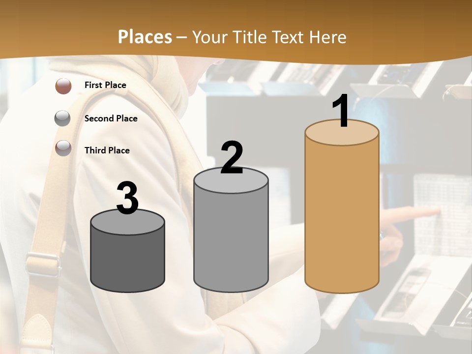 A Woman Is Looking At A Display Of Cell Phones PowerPoint Template