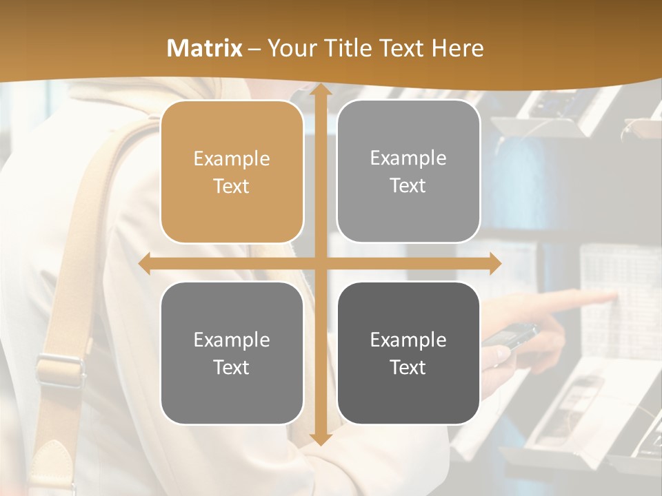 A Woman Is Looking At A Display Of Cell Phones PowerPoint Template