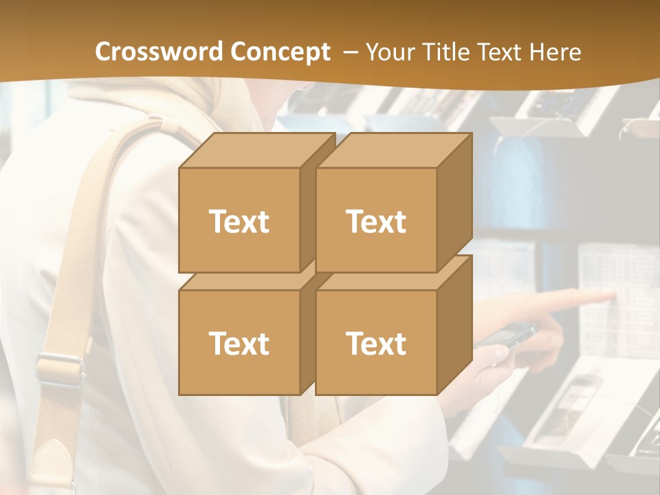 A Woman Is Looking At A Display Of Cell Phones PowerPoint Template