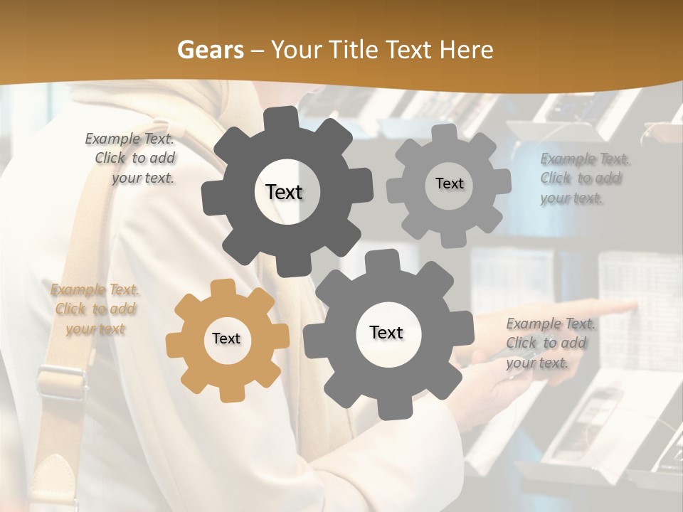 A Woman Is Looking At A Display Of Cell Phones PowerPoint Template