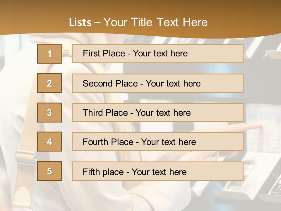 A Woman Is Looking At A Display Of Cell Phones PowerPoint Template