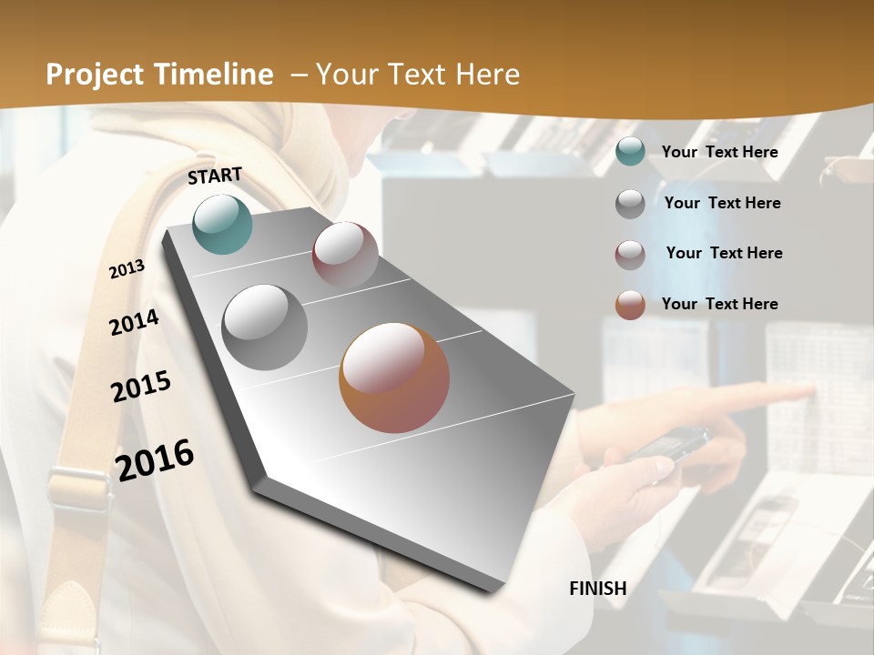 A Woman Is Looking At A Display Of Cell Phones PowerPoint Template