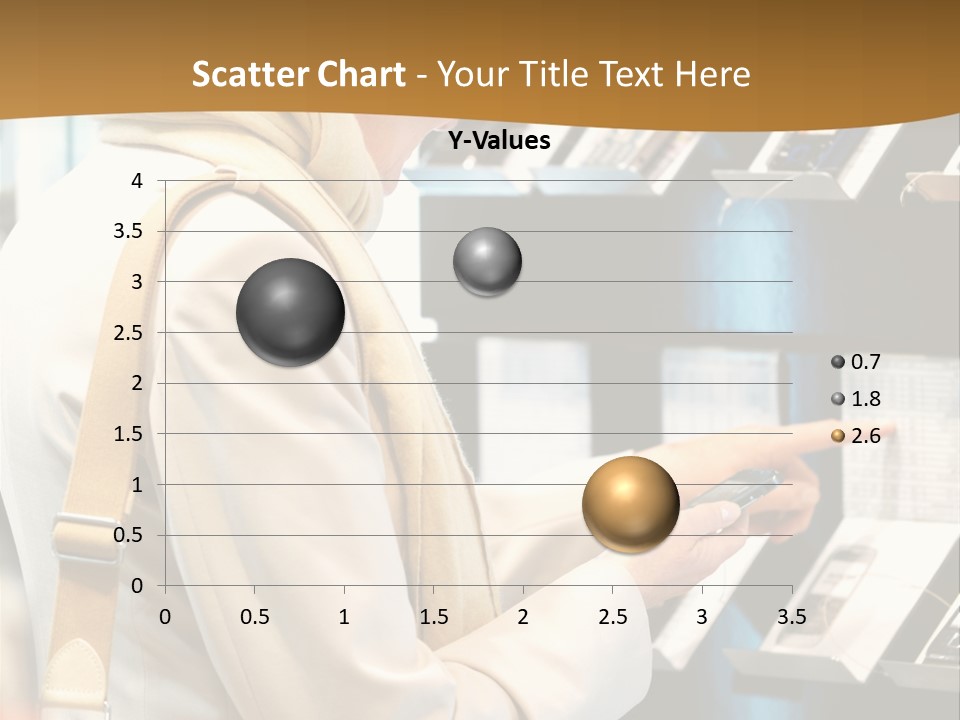 A Woman Is Looking At A Display Of Cell Phones PowerPoint Template