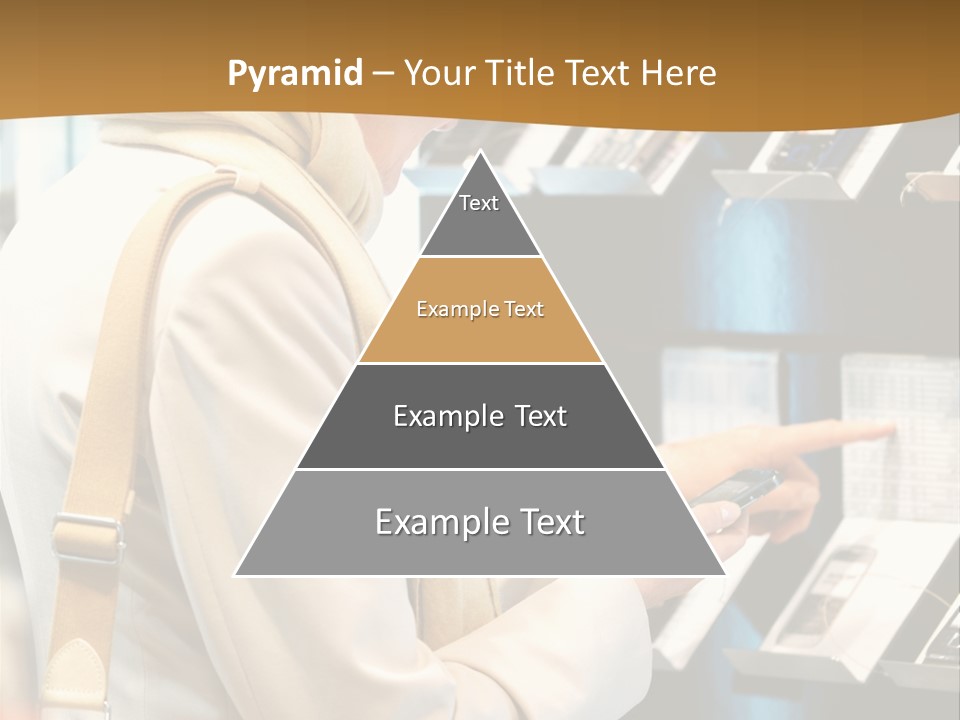 A Woman Is Looking At A Display Of Cell Phones PowerPoint Template