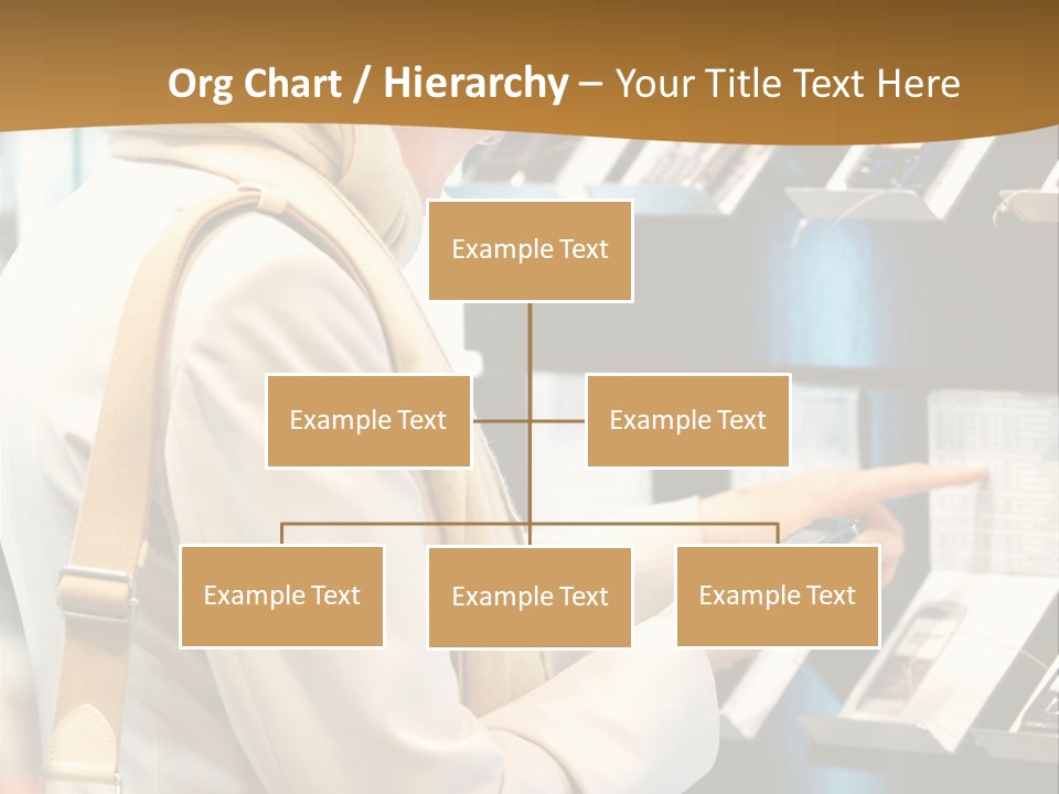 A Woman Is Looking At A Display Of Cell Phones PowerPoint Template
