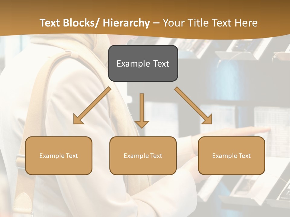 A Woman Is Looking At A Display Of Cell Phones PowerPoint Template