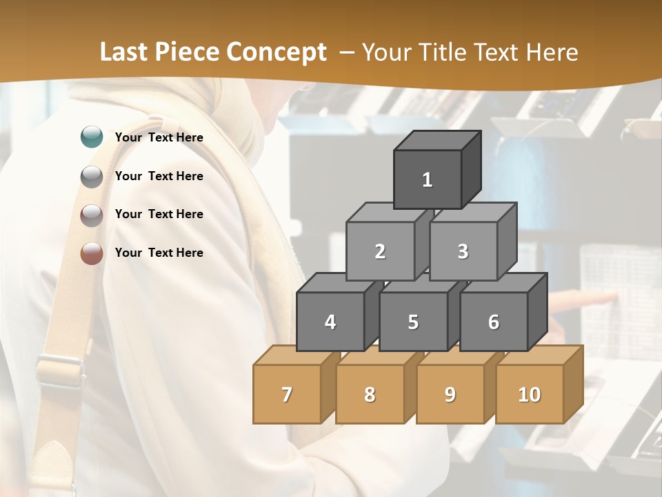 A Woman Is Looking At A Display Of Cell Phones PowerPoint Template