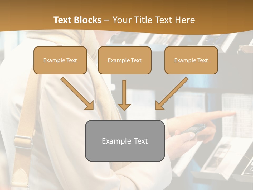 A Woman Is Looking At A Display Of Cell Phones PowerPoint Template
