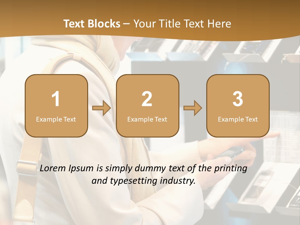 A Woman Is Looking At A Display Of Cell Phones PowerPoint Template