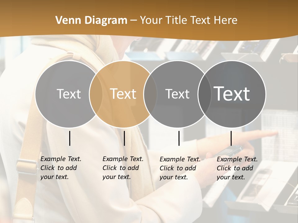 A Woman Is Looking At A Display Of Cell Phones PowerPoint Template