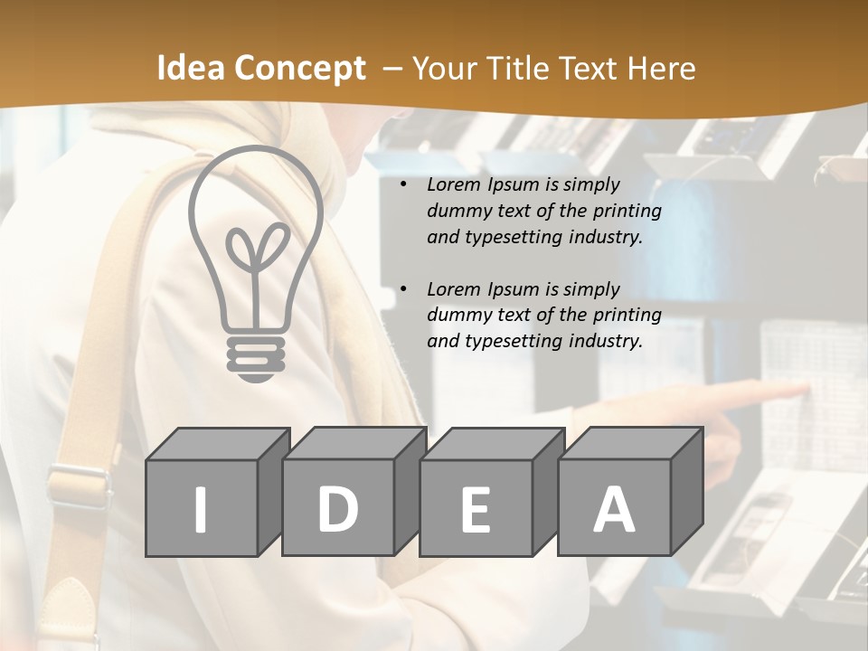 A Woman Is Looking At A Display Of Cell Phones PowerPoint Template