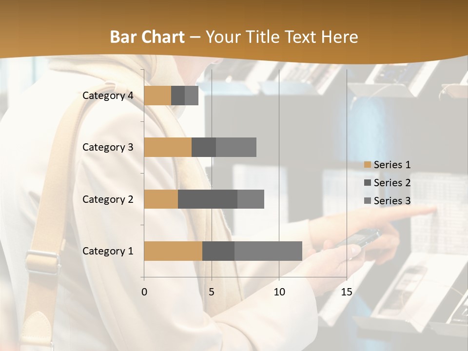 A Woman Is Looking At A Display Of Cell Phones PowerPoint Template
