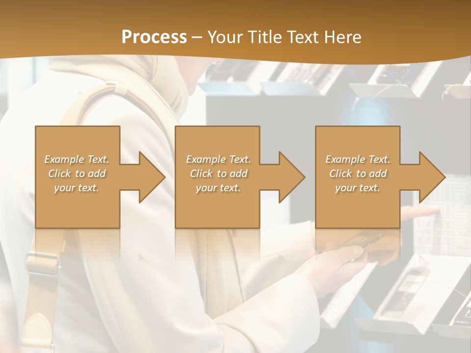A Woman Is Looking At A Display Of Cell Phones PowerPoint Template