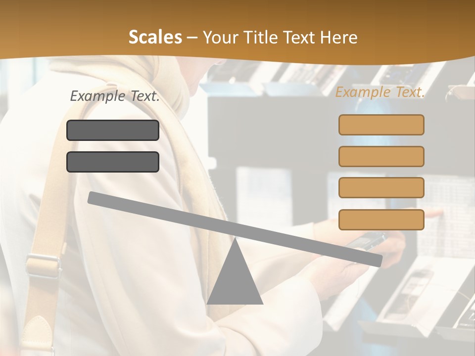 A Woman Is Looking At A Display Of Cell Phones PowerPoint Template