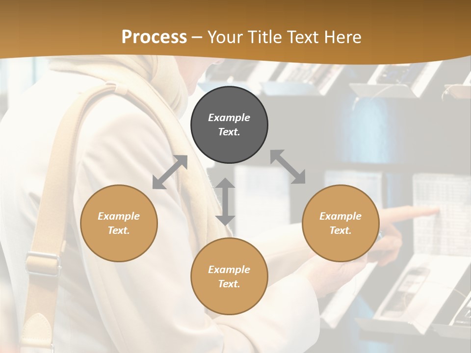 A Woman Is Looking At A Display Of Cell Phones PowerPoint Template