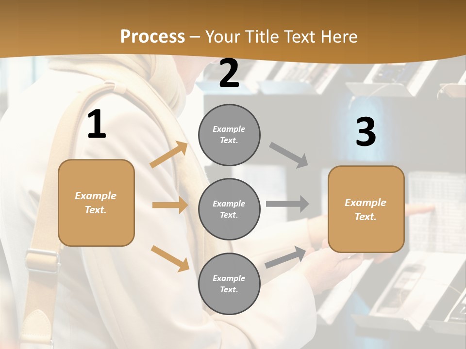 A Woman Is Looking At A Display Of Cell Phones PowerPoint Template