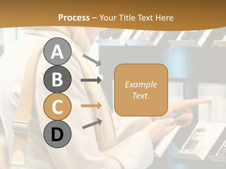 A Woman Is Looking At A Display Of Cell Phones PowerPoint Template