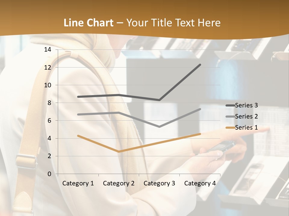 A Woman Is Looking At A Display Of Cell Phones PowerPoint Template