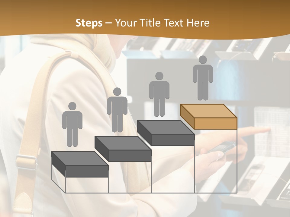 A Woman Is Looking At A Display Of Cell Phones PowerPoint Template